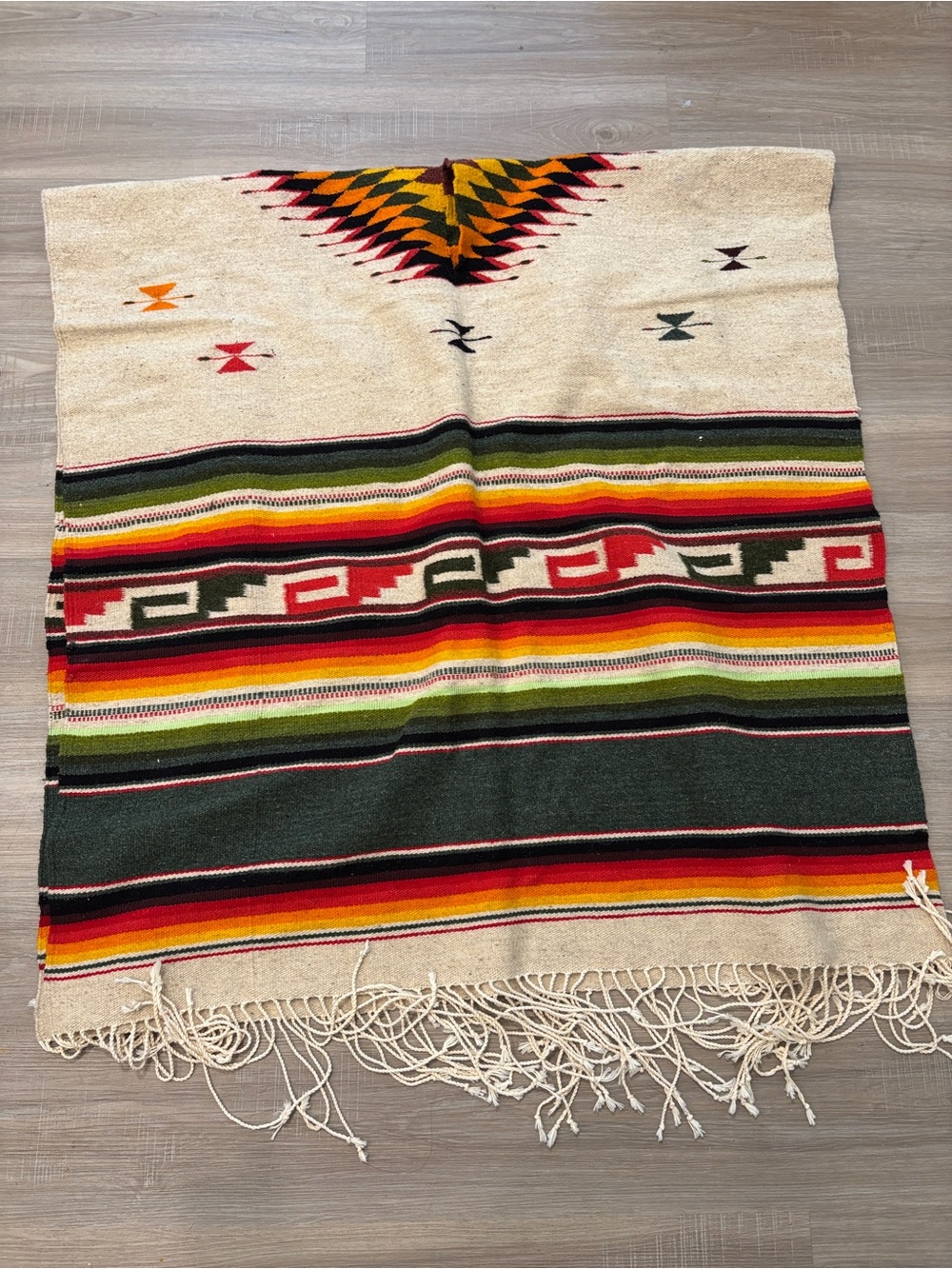 Wool Serape Poncho Southwestern Navajo Blanket Jacket Saltillo Boho Aztec